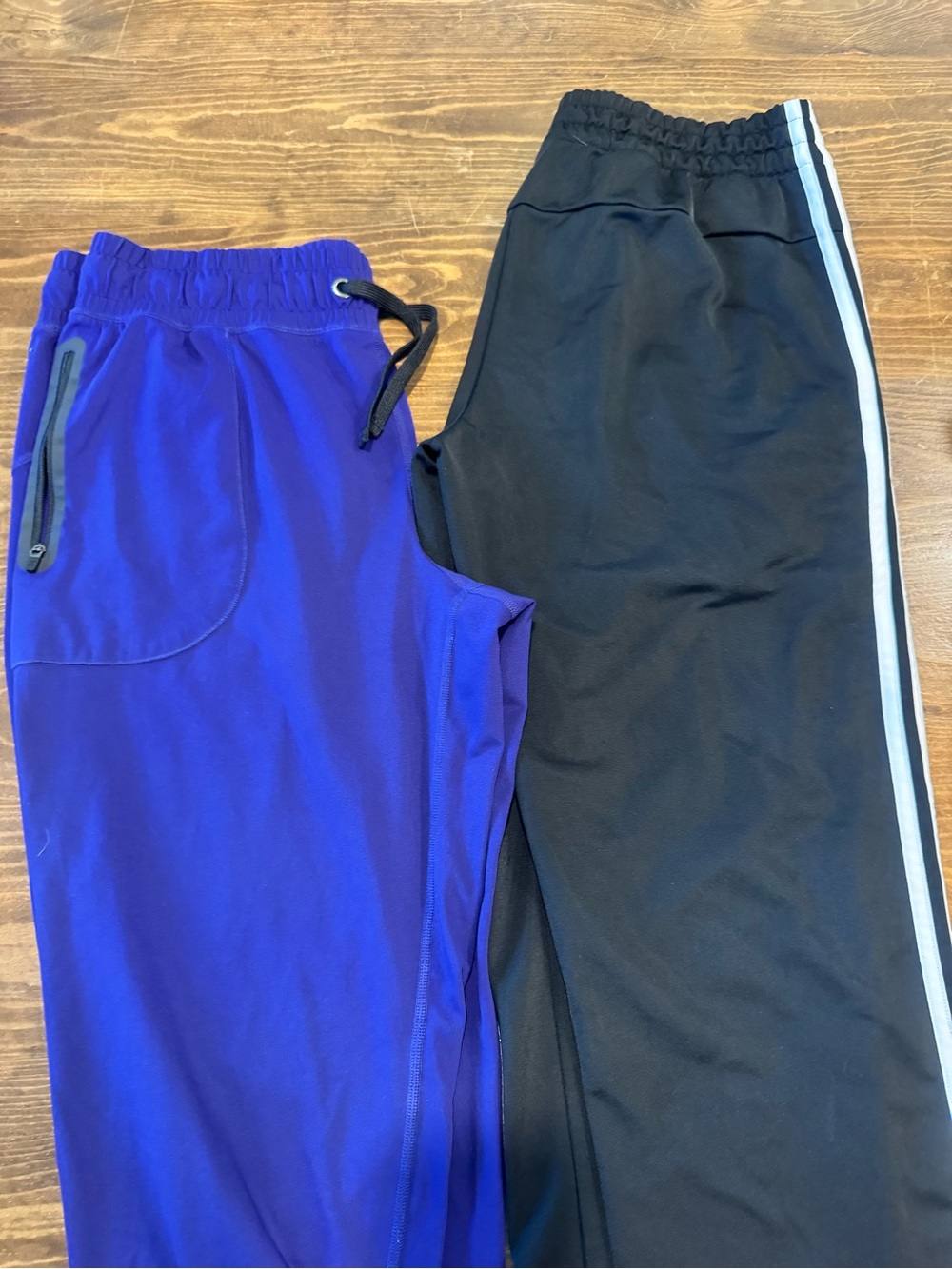 lot of 2 Women's Athletic Track Pants - Black and Purpleish Blue